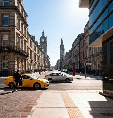 Passenger walking near the taxi in UK